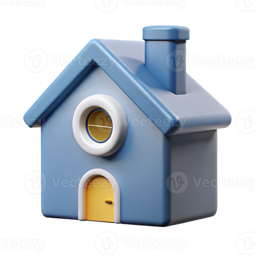 radiant acclaimed Square house with a chimney and circular window. Flat color, clean lines, minimal details with Scalable Design. png