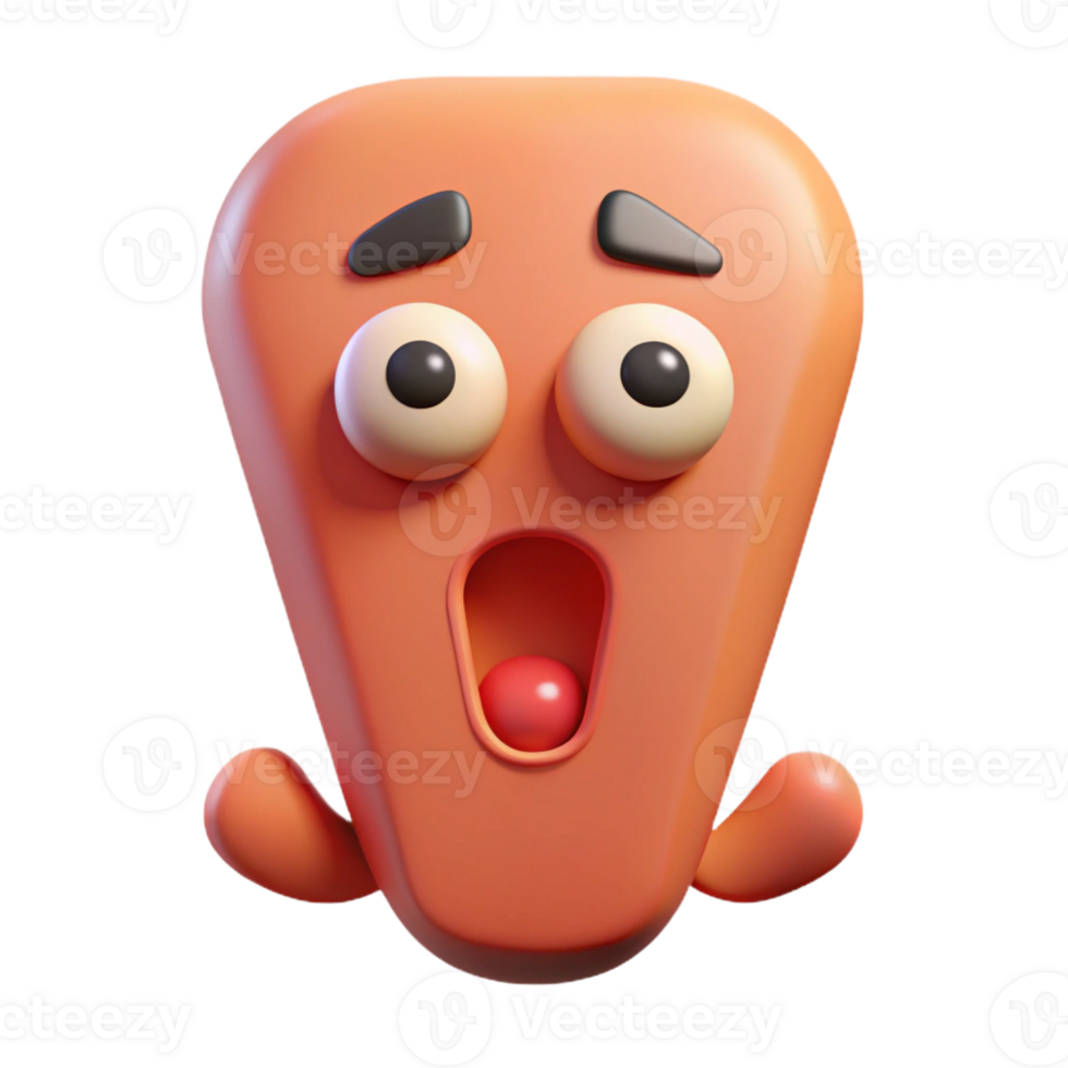 inspired urban Exclamation point character with a surprised expression. Flat color, minimal design, crisp edges with Scalable Design. luxury png
