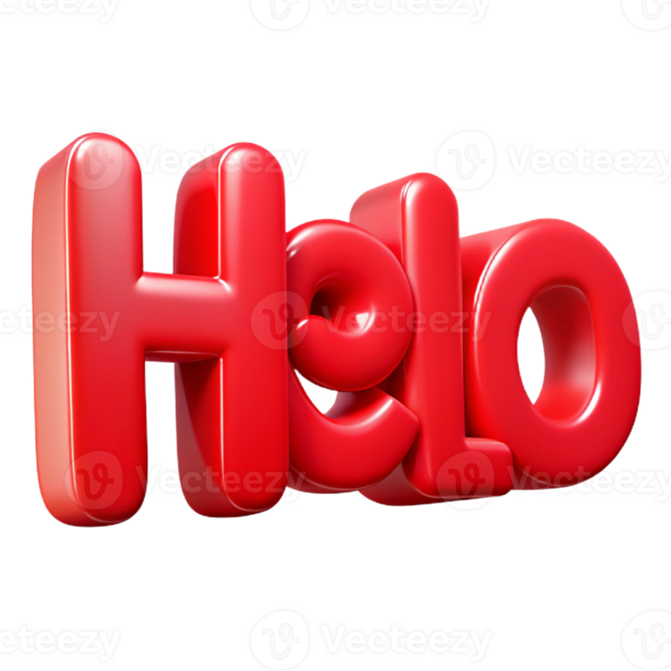 wonderful retro Bold, sans-serif HELLO in flat red. Clean lines, crisp edges with Scalable Design. studio quality png