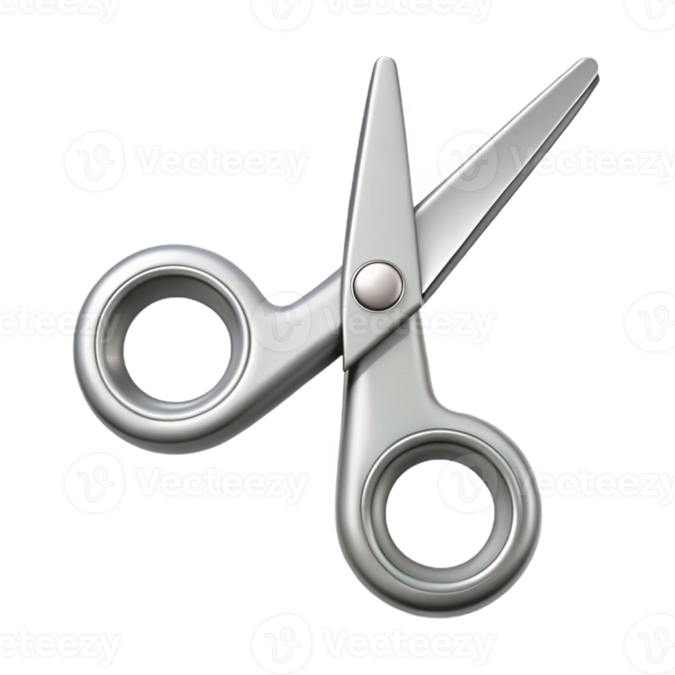 iconic tropical Clean lines scissors icon. Flat silver fill. Single-weight stroke with Scalable Design. refined png