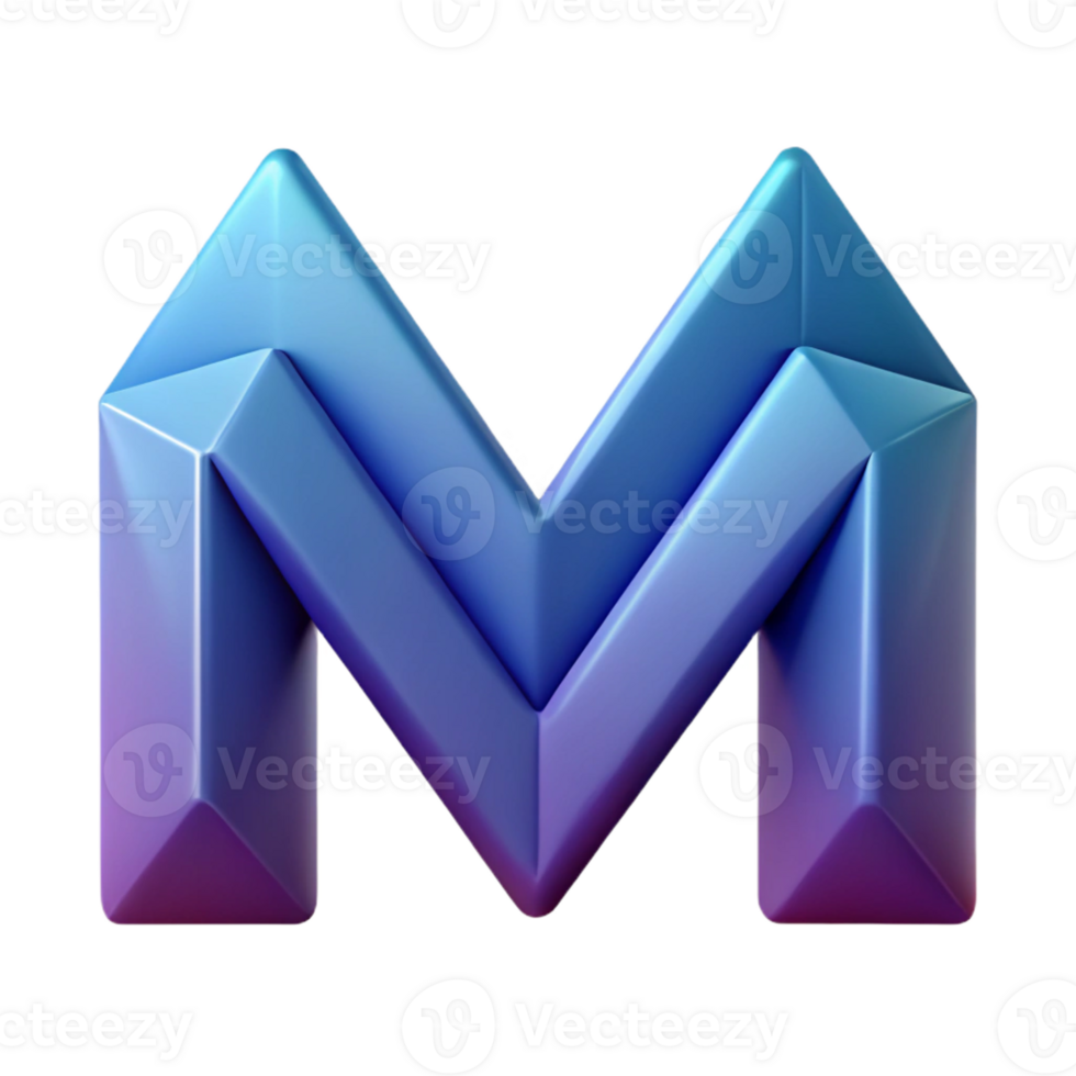 serene abstract Symmetrical M composed of triangles. Flat color, clean lines with Scalable Design. 8K png