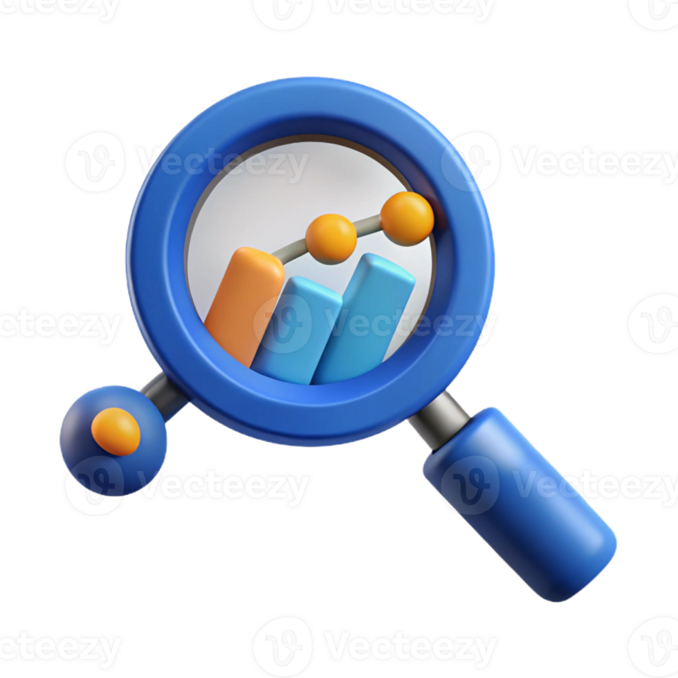 radiant standout Magnifying glass over a data point, flat color. Clean lines, with Scalable Design. png