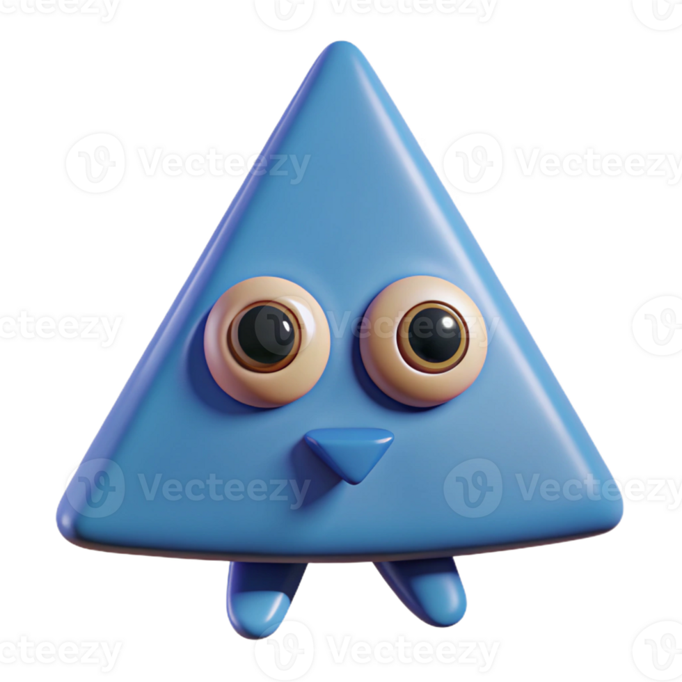 vibrant acclaimed Triangle character with a single, circular eye. Symmetrical, clean lines, with Scalable Design. png