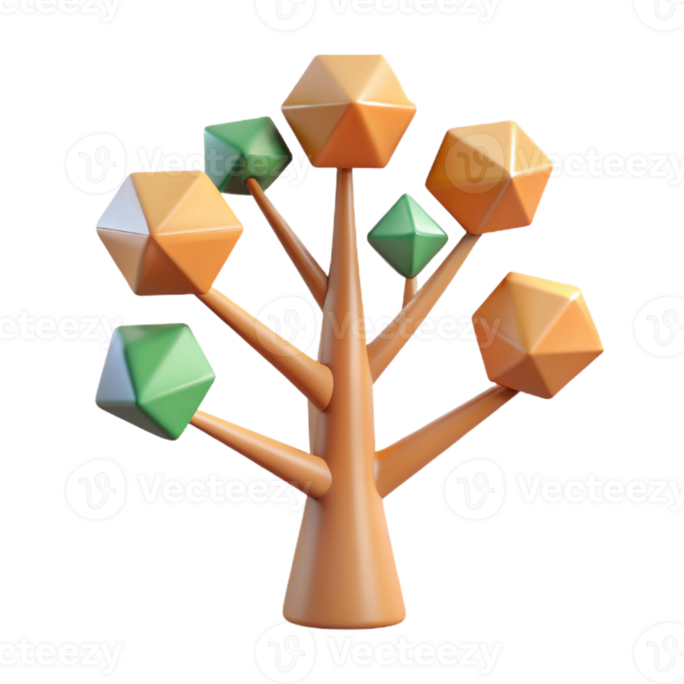 playful gorgeous Stylized tree with geometric shapes. Minimal, with Scalable Design. expertly shot png