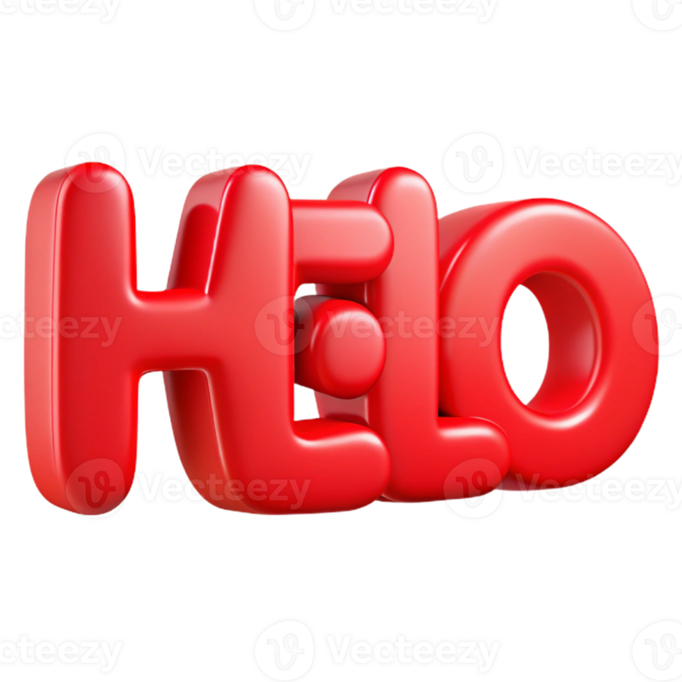 standout classic Bold, sans-serif HELLO in flat red. Clean lines, crisp edges with Scalable Design. studio quality png