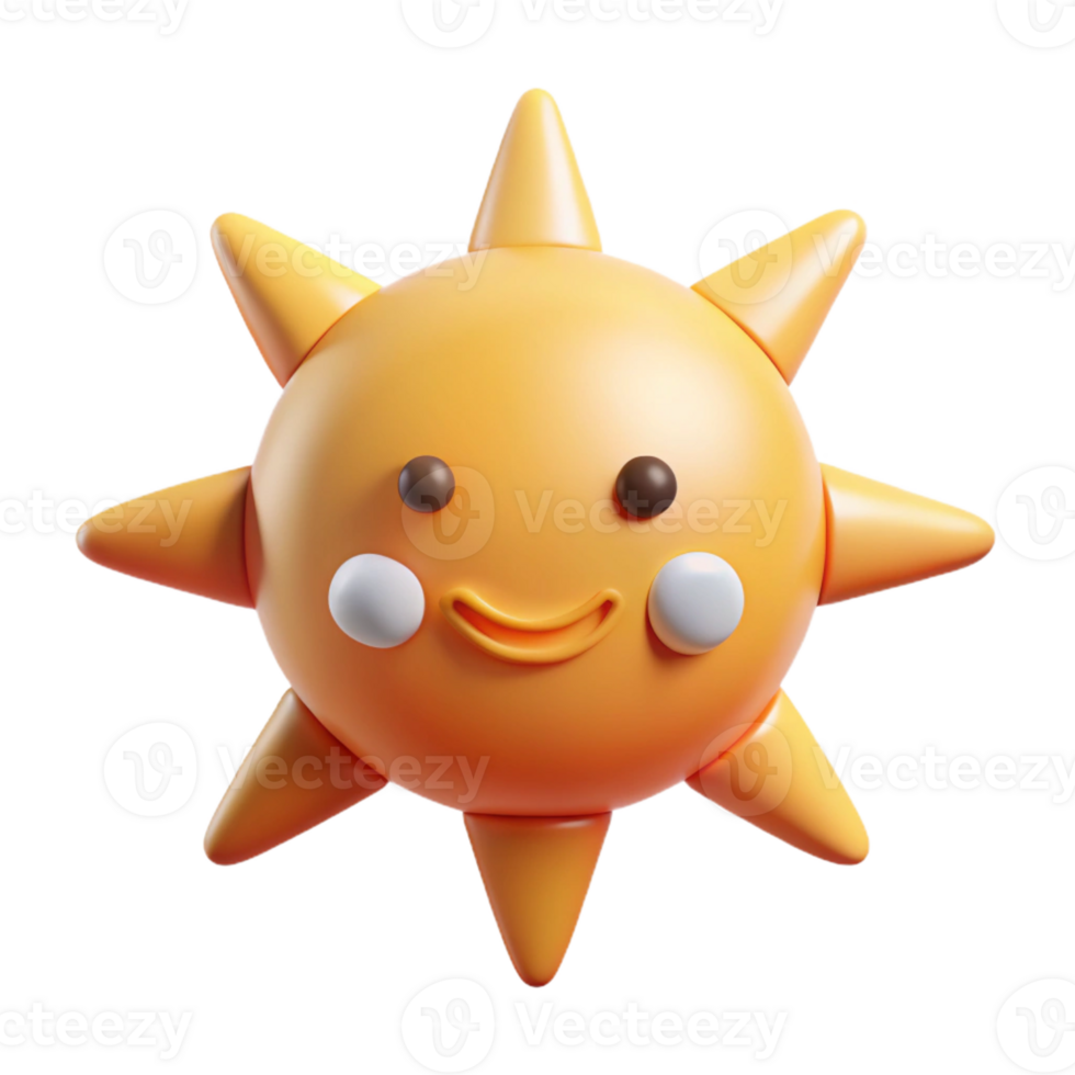 romantic impressive Smiling sun character with triangular rays. Clean lines, flat color, minimal design with Scalable Design. high resolution png