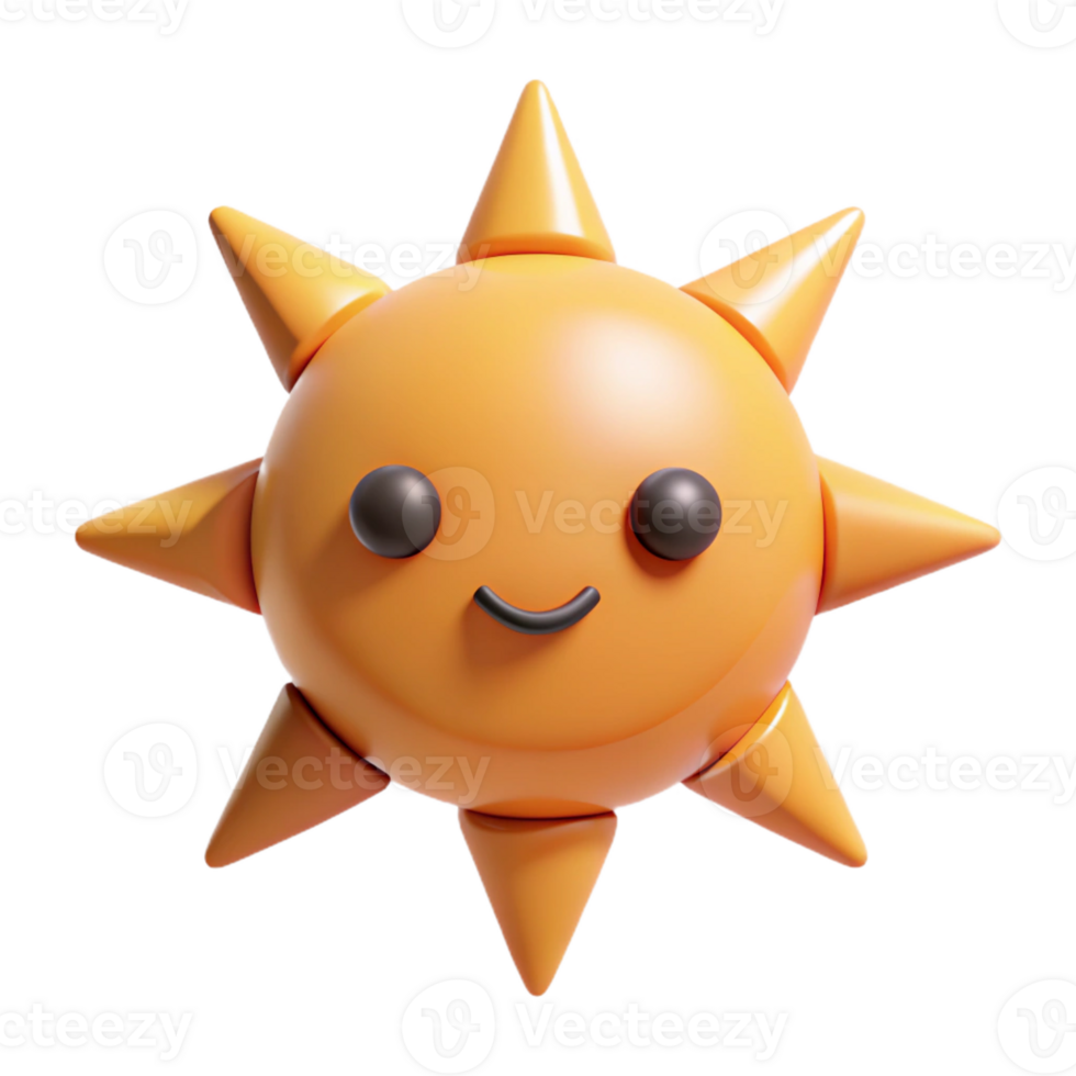 magnificent urban Sun character with eight triangular rays. Symmetrical, flat color, with Scalable Design. handcrafted png