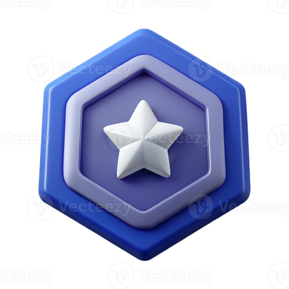 splendid geometric Octagonal badge with star icon, symmetrical design, flat indigo with Scalable Design. professional png