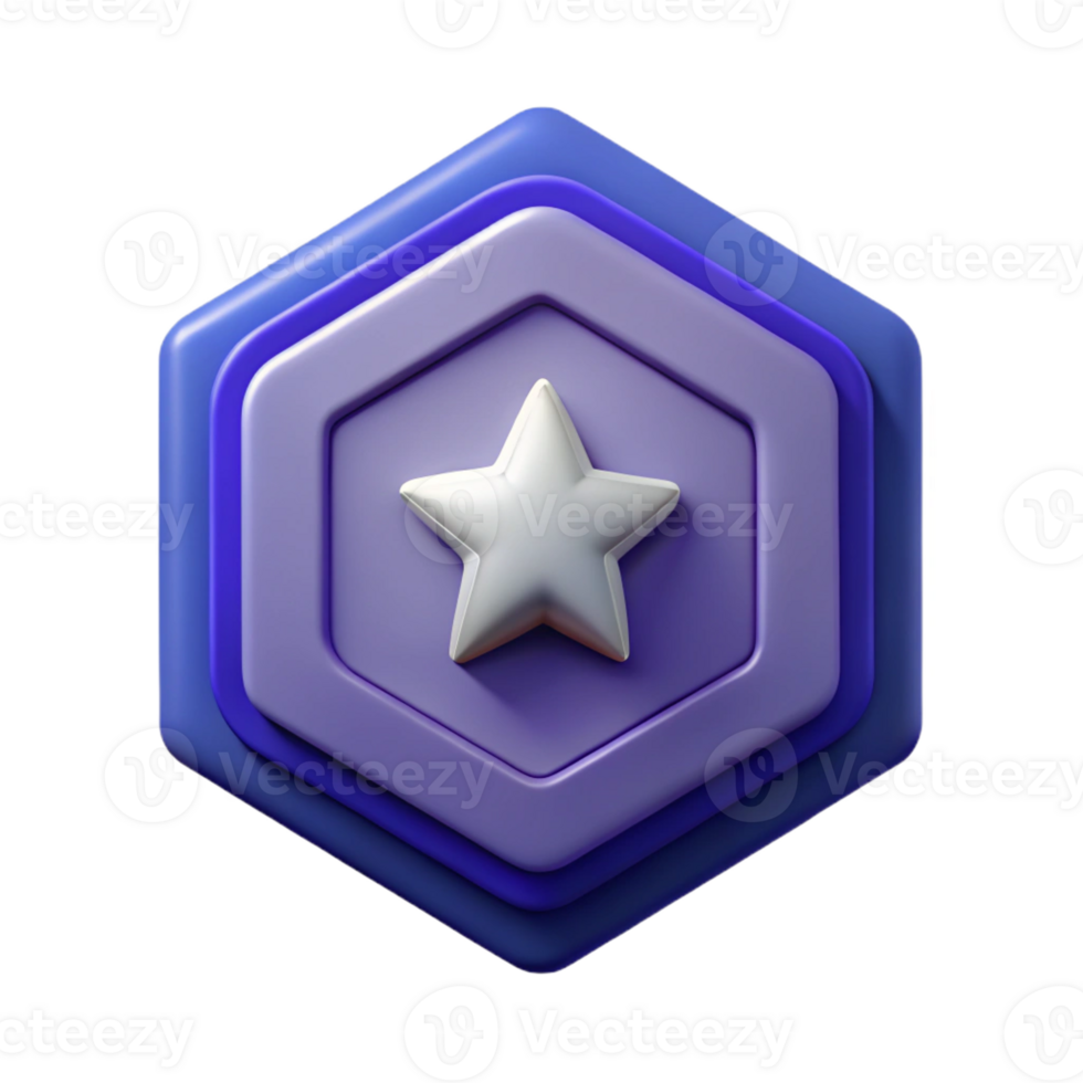 pristine peaceful organic Octagonal badge with star icon, symmetrical design, flat indigo with Scalable Design. authentic png