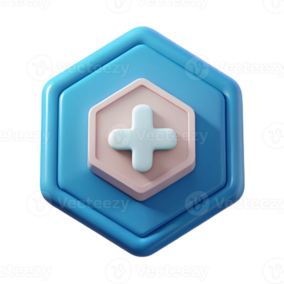 reflective beautiful Hexagonal badge with cross, single-weight stroke, flat color, with Scalable Design. gallery standard png