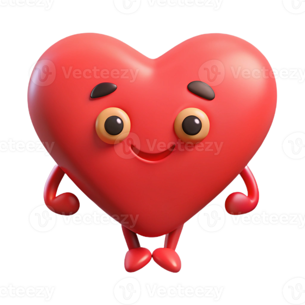 iconic urban Heart-shaped character with a rounded bottom. Flat red color, clean lines with Scalable Design. crisp png
