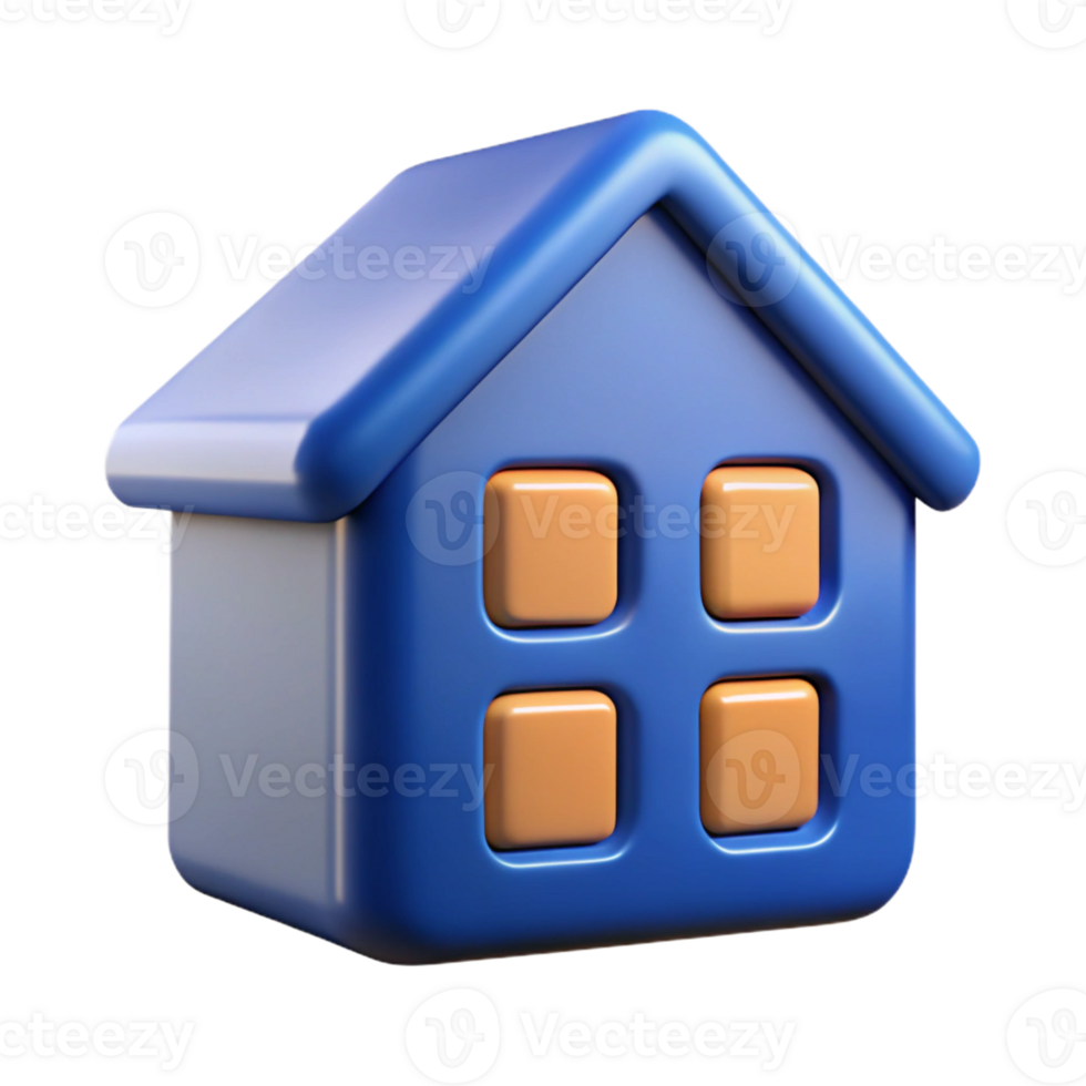 notable classic House-shaped character with square windows. Crisp edges, solid colors, with Scalable Design. expertly shot png