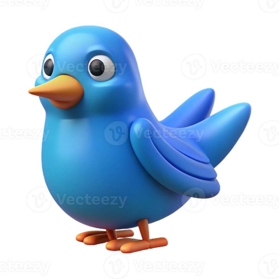 inspired vintage Bird character with a rounded body and pointed wings. Flat blue color, minimal design with Scalable Design. crisp png