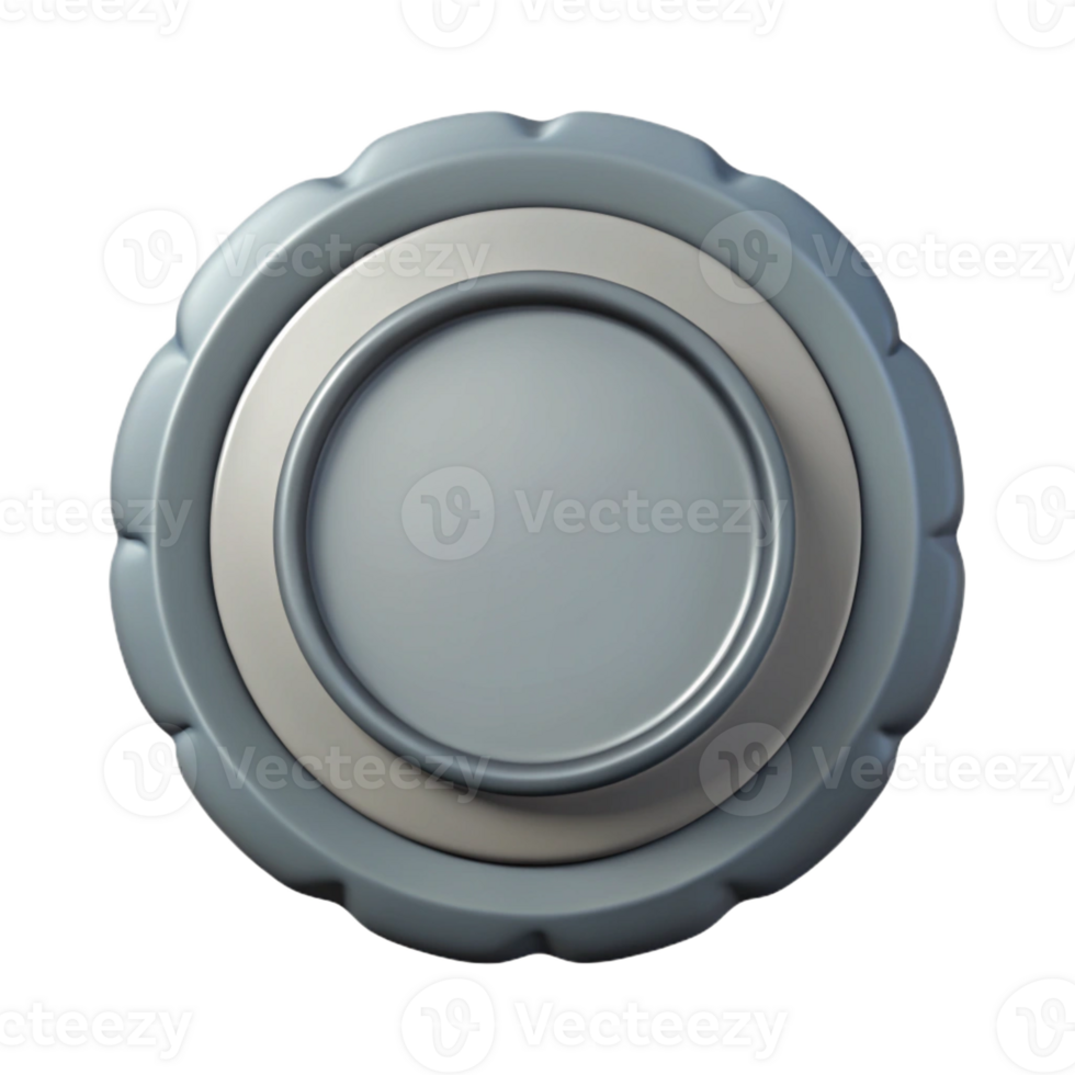 reflective breathtaking Circular badge with inner ring, flat gray color, single-weight stroke with Scalable Design. premium png