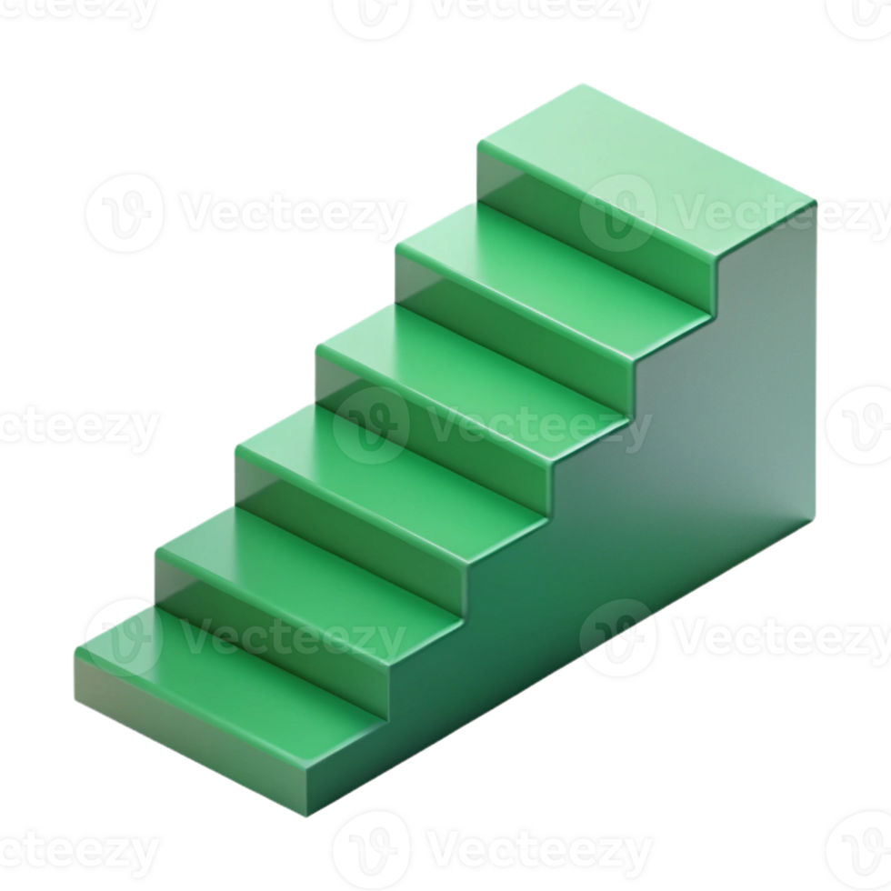 hypnotic futuristic Scalable isometric staircase with single-weight stroke and green steps with Scalable Design. crisp png