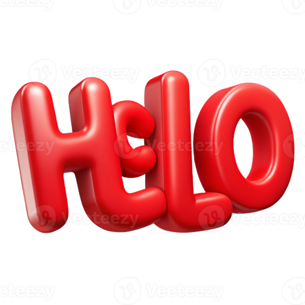 signature artistic Bold, sans-serif HELLO in flat red. Clean lines, crisp edges with Scalable Design. gallery standard png