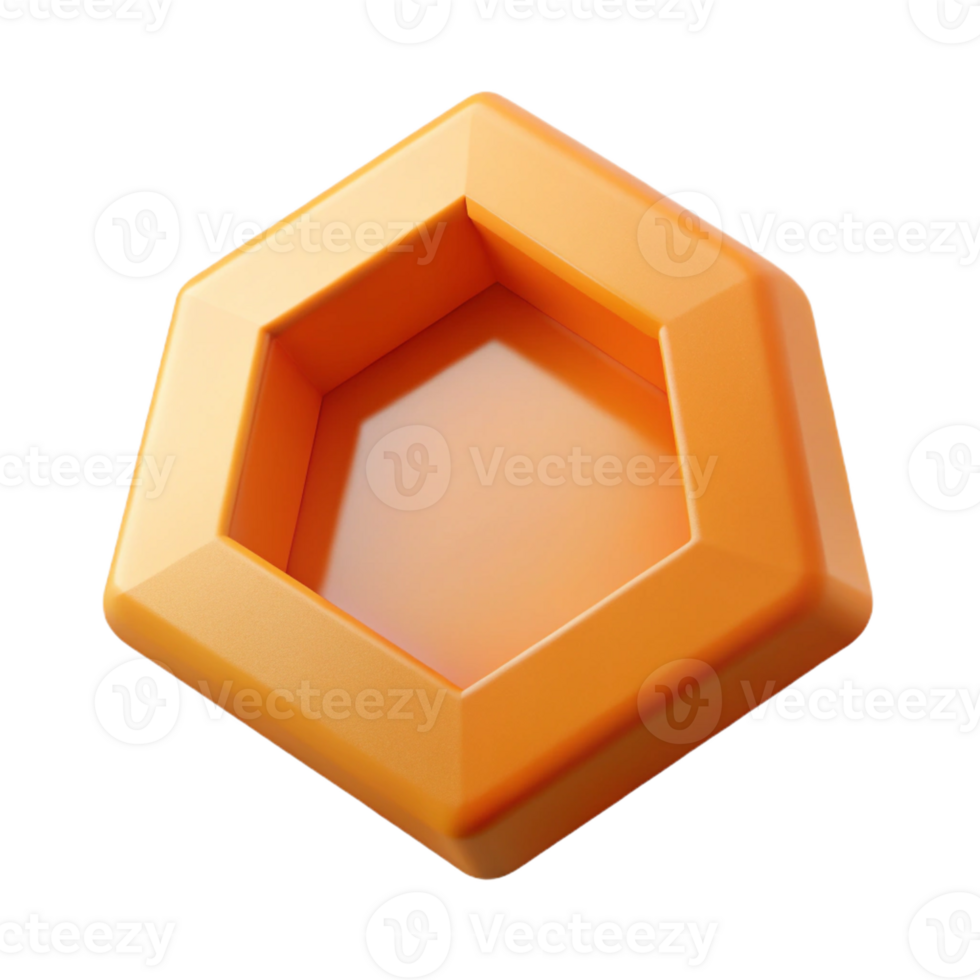 serene tropical Hexagon, single-weight stroke, orange. Geometric, with Scalable Design. 8K png