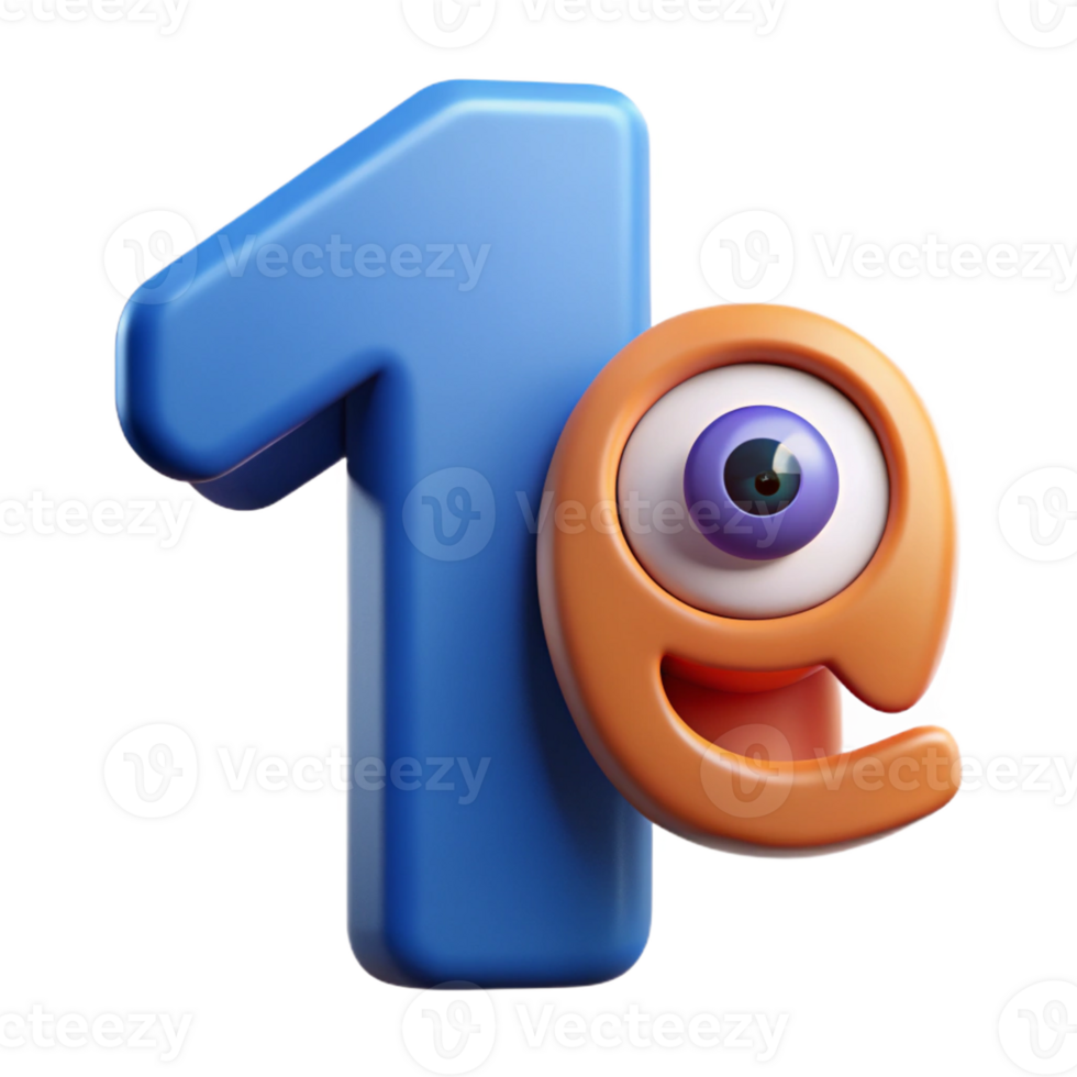 alluring rare Number character with a single circular eye. Minimal design, clean lines with Scalable Design. png