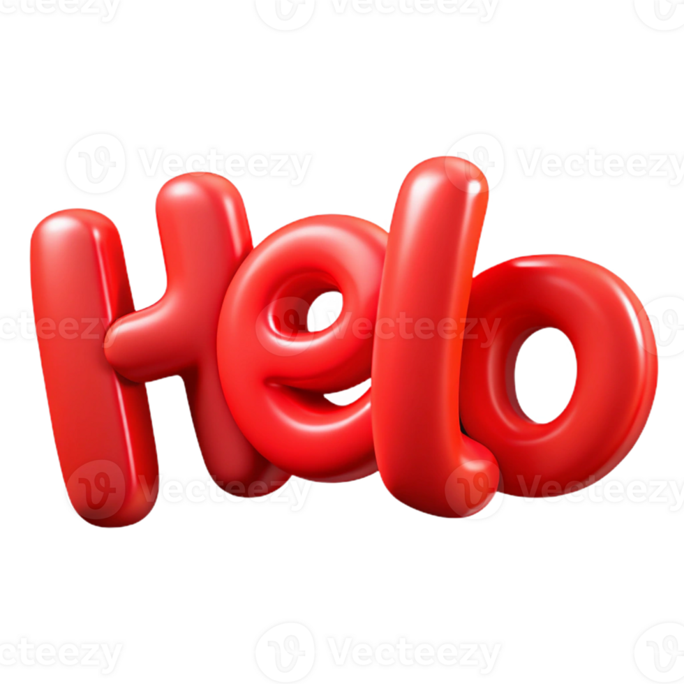 dramatic fascinating Bold, sans-serif HELLO in bright red. Clean lines, flat color with Scalable Design. professional png
