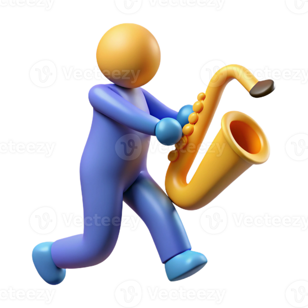 picturesque vintage Silhouette of a playing saxophone. Single-weight stroke, flat color, clean lines with Scalable Design. high resolution png