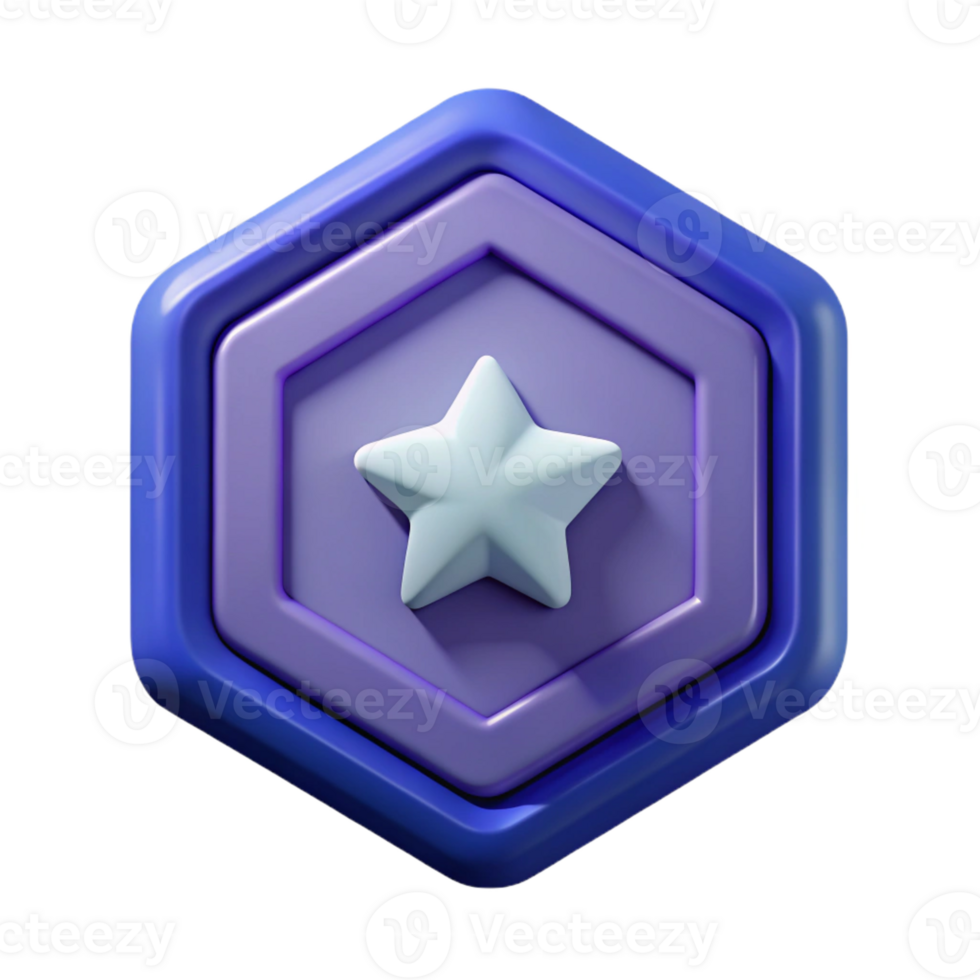 wonderful bohemian Octagonal badge with star icon, symmetrical design, flat indigo with Scalable Design. ultra HD png