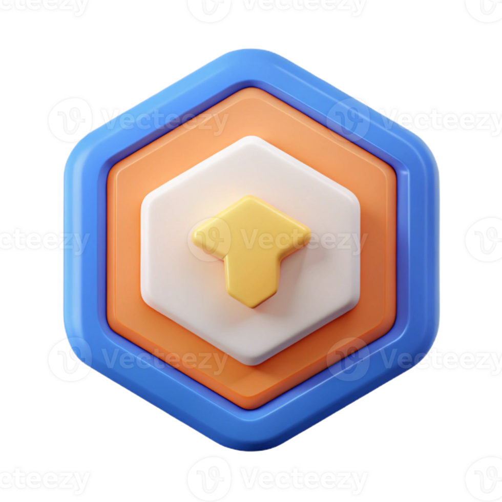 magnificent nordic Hexagonal badge with a simple arrow. Flat color, clean lines, minimal with Scalable Design. 4K png