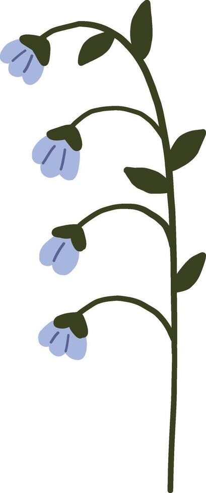 Flower element, Plant illustration, Digital flower design, Abstract floral item, blue art vector