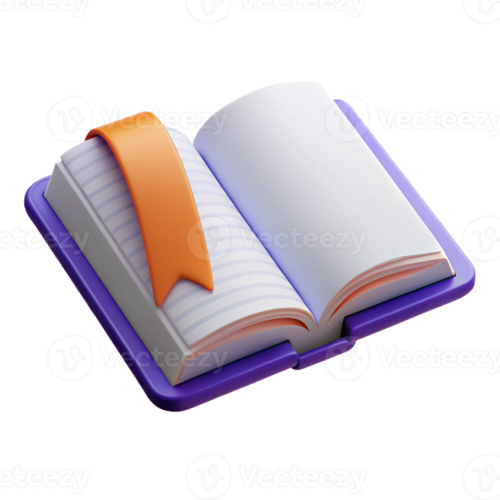 serene unforgettable Open book with bookmark. Clean lines, flat color, crisp edges with Scalable Design. png
