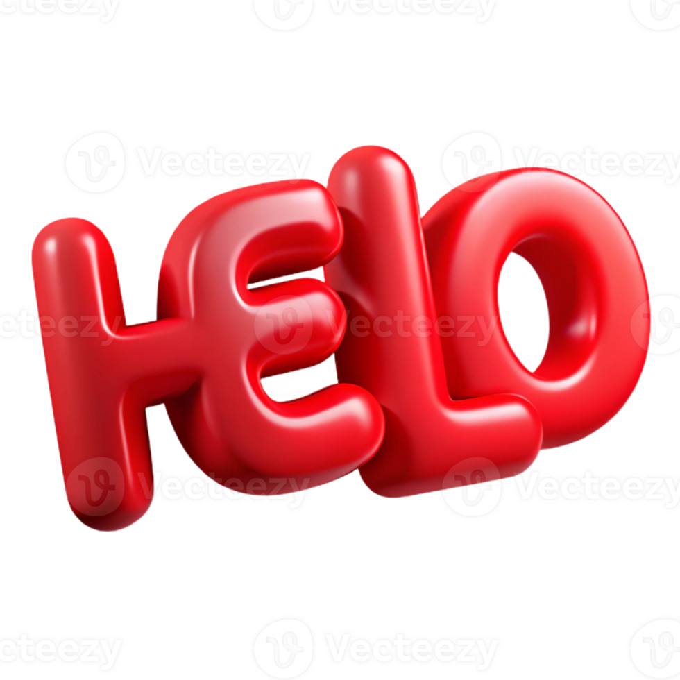picturesque melancholic elegant Bold, sans-serif HELLO in bright red. Clean lines, flat color with Scalable Design. high quality png