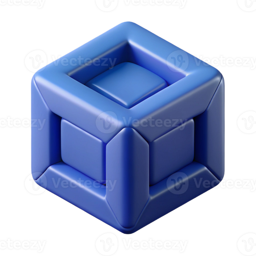 striking industrial Geometric cube with crisp edges. Symmetrical, flat color with Scalable Design. fine detail png