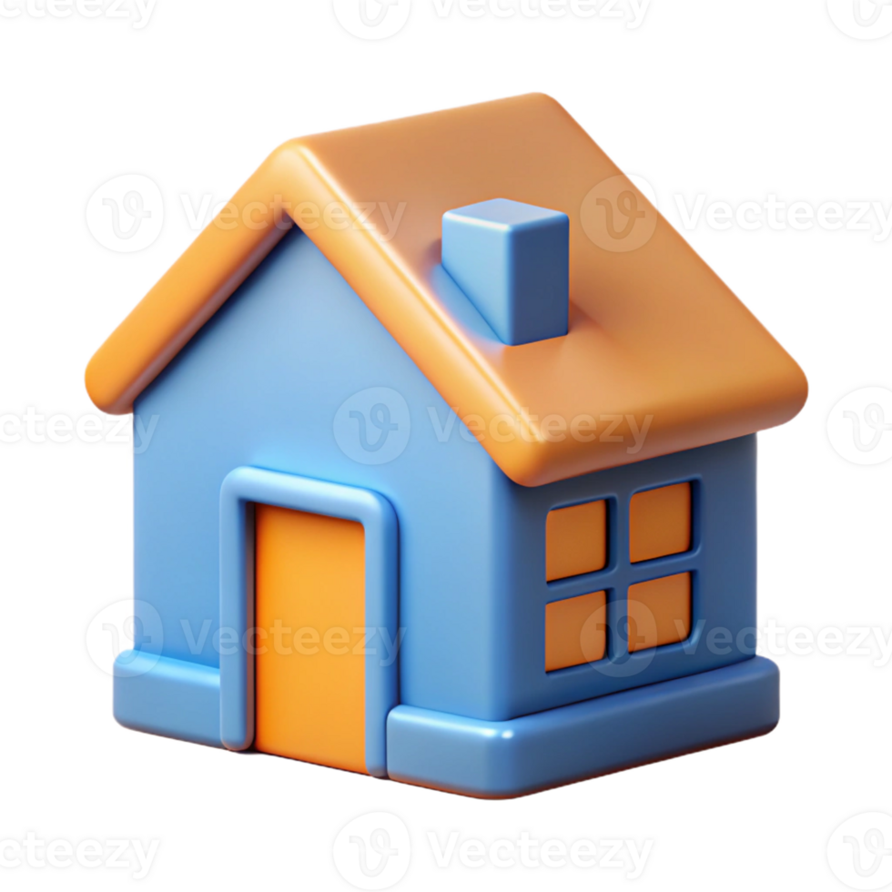 timeless futuristic House shaped character with square windows, triangular roof. Crisp edges, minimal, flat color with Scalable Design. 8K png