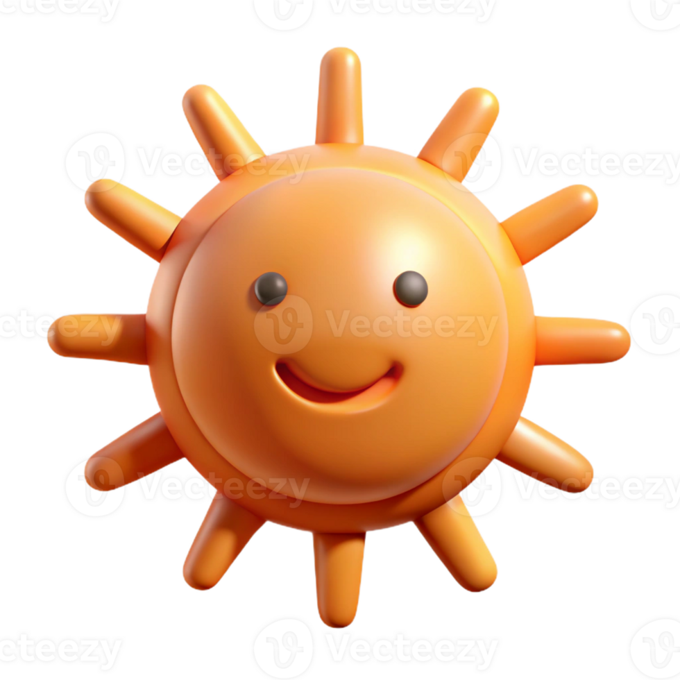 sought-after organic Sun character with simple rays, flat orange, single-weight stroke with Scalable Design. expertly shot png