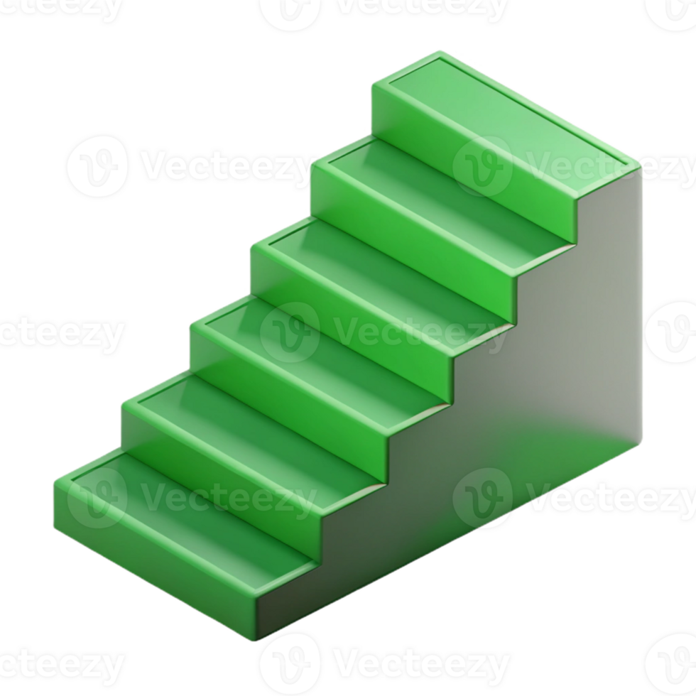 timeless impressionist Scalable isometric staircase with single-weight stroke and green steps with Scalable Design. perfect clarity png