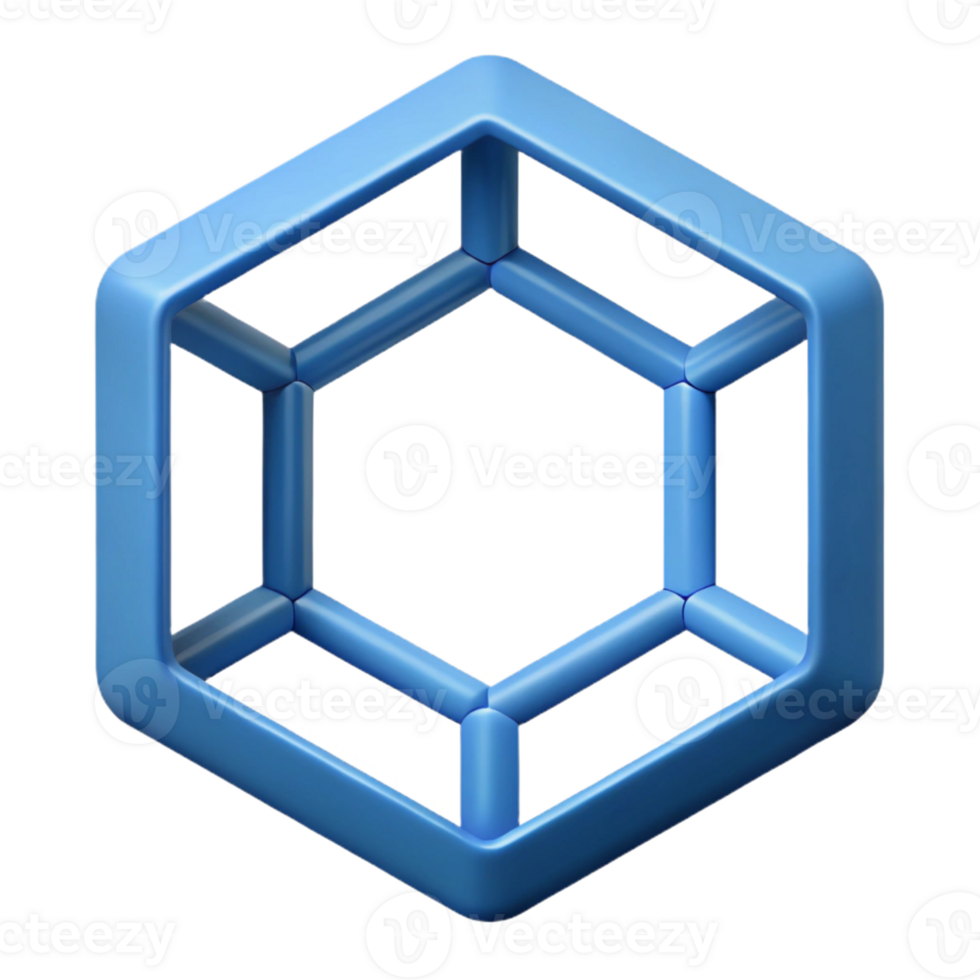 pristine reflective creative Geometric outline of a hexagon. Clean lines, with Scalable Design. artisan png