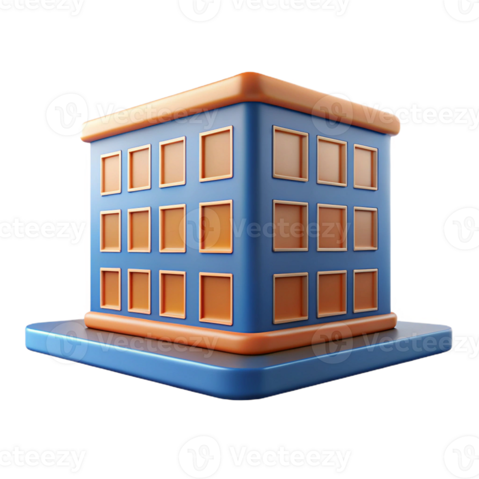 spectacular inspired Square building with rectangular windows. Crisp edges, geometric shape, with Scalable Design. png