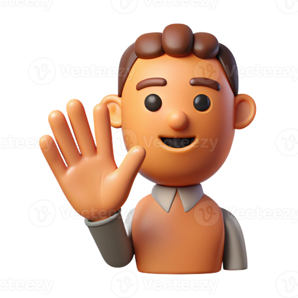 vibrant energetic art deco Waving hand character with four fingers and a thumb. Flat skin tone color with Scalable Design. top-tier png