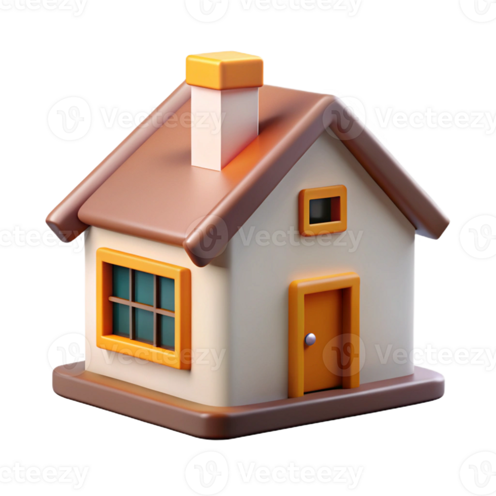 passionate enchanting House with a chimney and square windows. Clean lines, crisp edges, with Scalable Design. 8K png