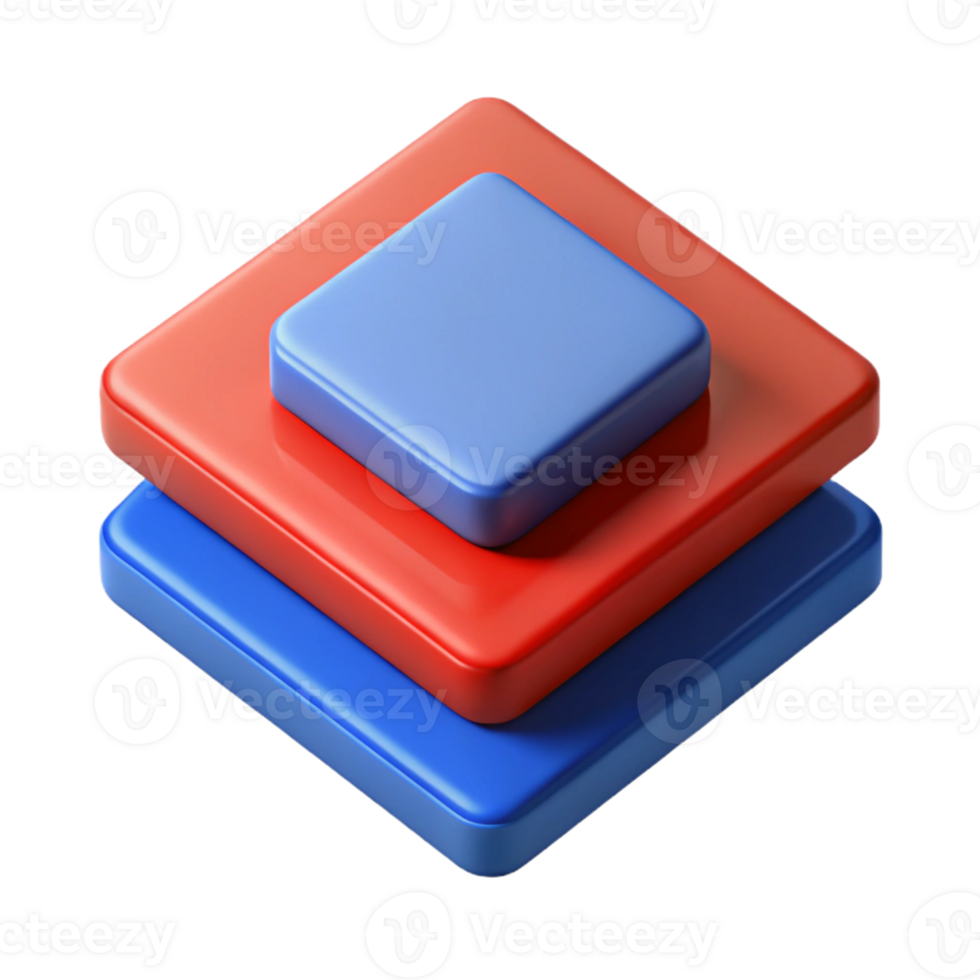 reflective breathtaking Overlapping squares, clean lines, flat red and blue colors with Scalable Design. authentic png