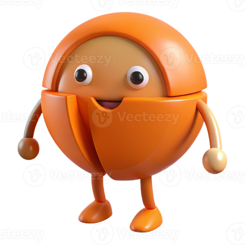 magnificent quintessential Orange character with a circular segment removed. Flat color, symmetrical with Scalable Design. png