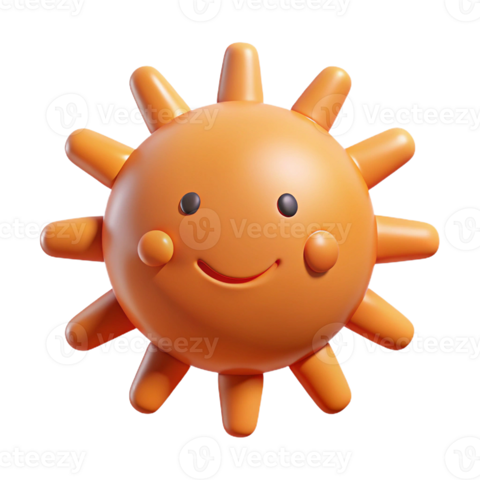 mysterious fascinating Sun character with simple rays, flat orange, single-weight stroke with Scalable Design. ultra HD png