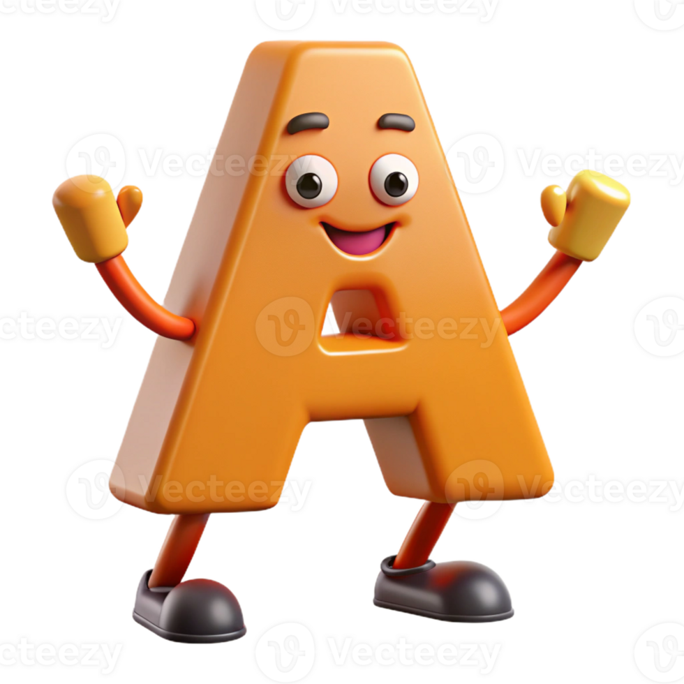 notable vintage Letter A character with two legs and two arms. Single-weight stroke, flat color with Scalable Design. top-tier png