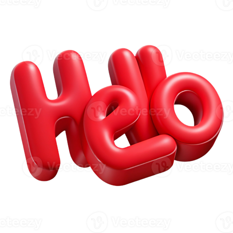 iconic gothic Bold, sans-serif HELLO with crisp edges and flat red color with Scalable Design. genuine png