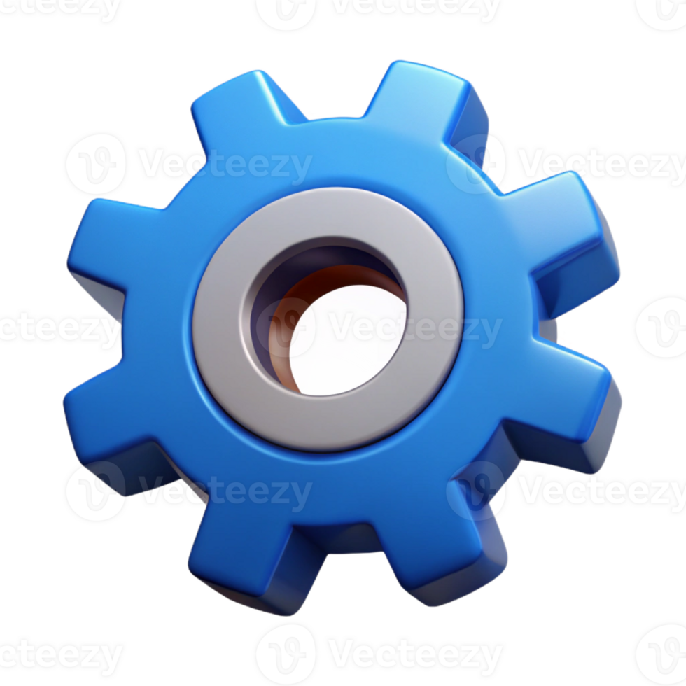 splendid impressionist Gear icon with four cogs. Symmetrical, clean lines, solid colors with Scalable Design. studio quality png