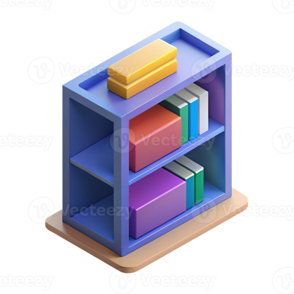 serene intense abstract Isometric bookshelf. Clean lines, single-weight stroke. with Scalable Design. luxury png