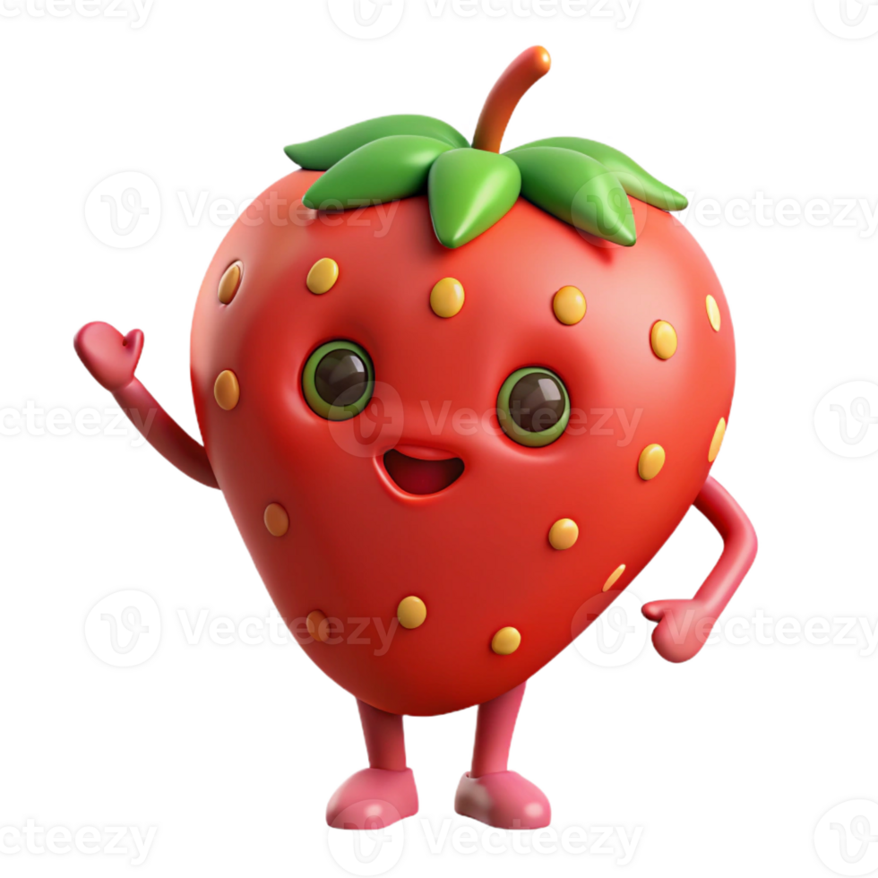unforgettable traditional Strawberry character with simple seeds. Clean lines, flat color, with Scalable Design. refined png