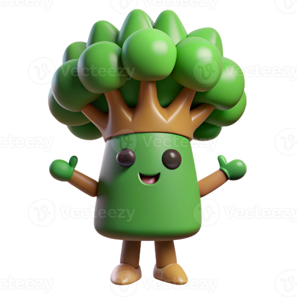 intense majestic Tree character with a circular crown and straight trunk. Flat green and brown colors with Scalable Design. high resolution png