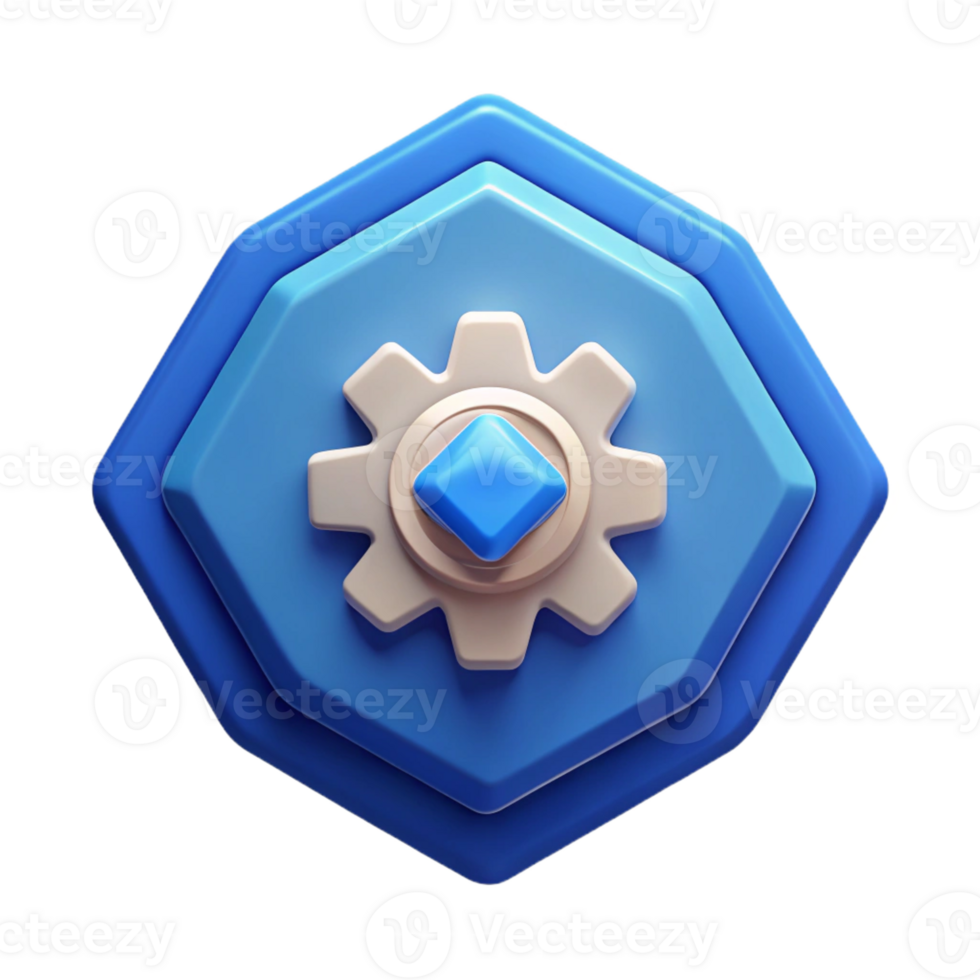 wonderful classic Diamond-shaped badge with a stylized gear. Clean lines, flat color, geometric design with Scalable Design. flawless png