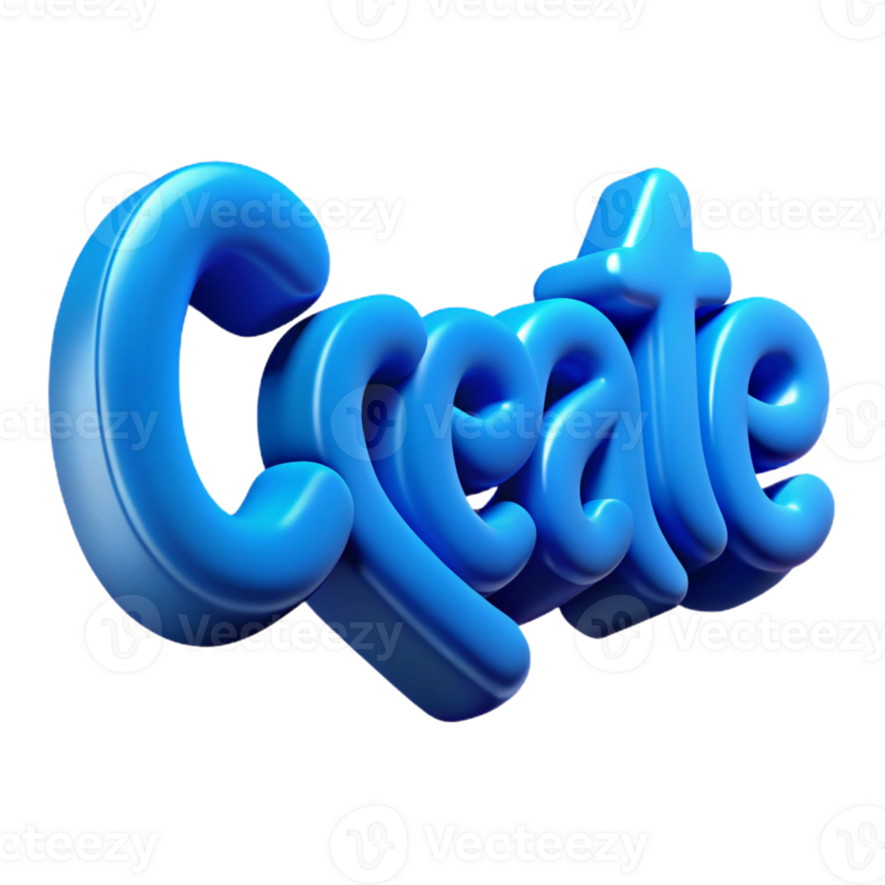 gorgeous mysterious urban Bold, sans-serif CREATE in vibrant blue. Clean lines, flat color with Scalable Design. ultra HD png