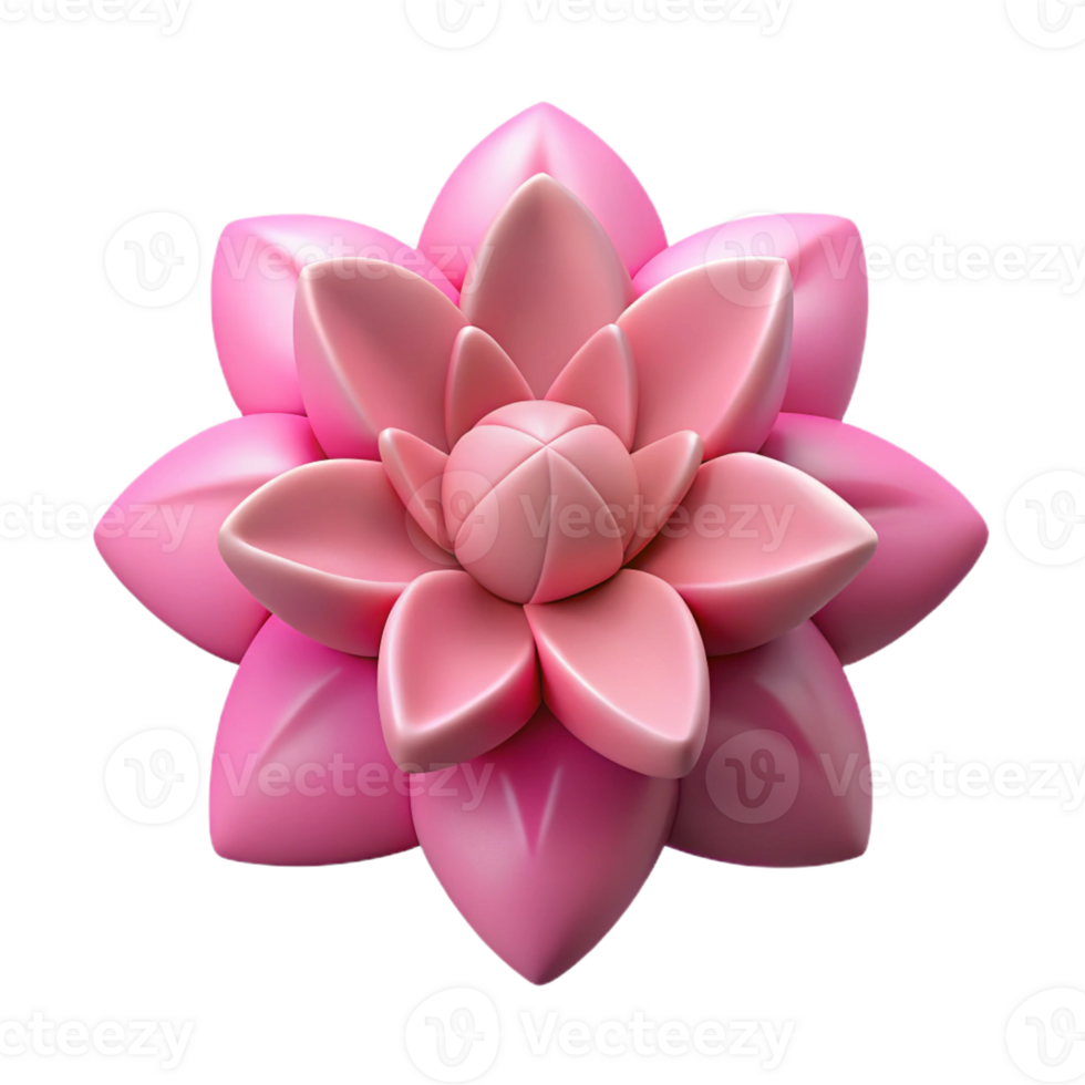 nostalgic beautiful Symmetrical isometric flower with flat pink color and sharp petals with Scalable Design. high resolution png