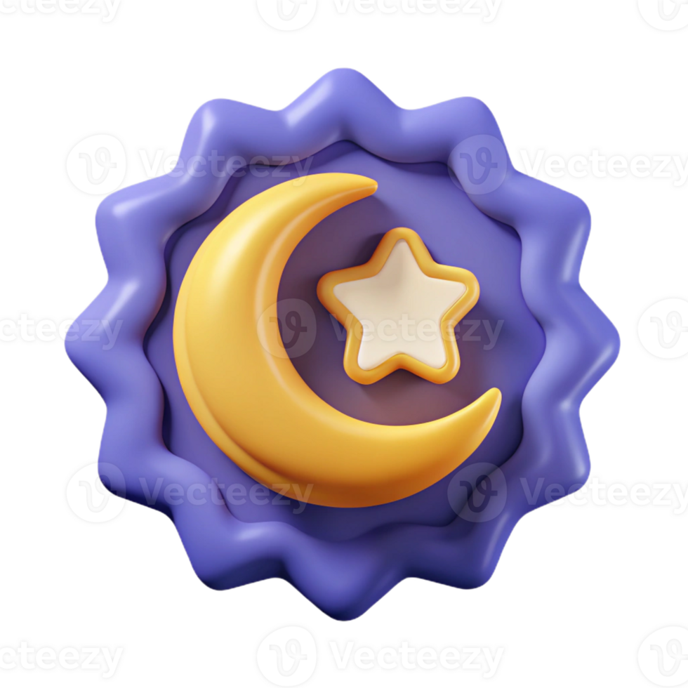 harmonious dramatic Crescent moon badge with star, crisp edges, minimal design, flat color with Scalable Design. flawless png